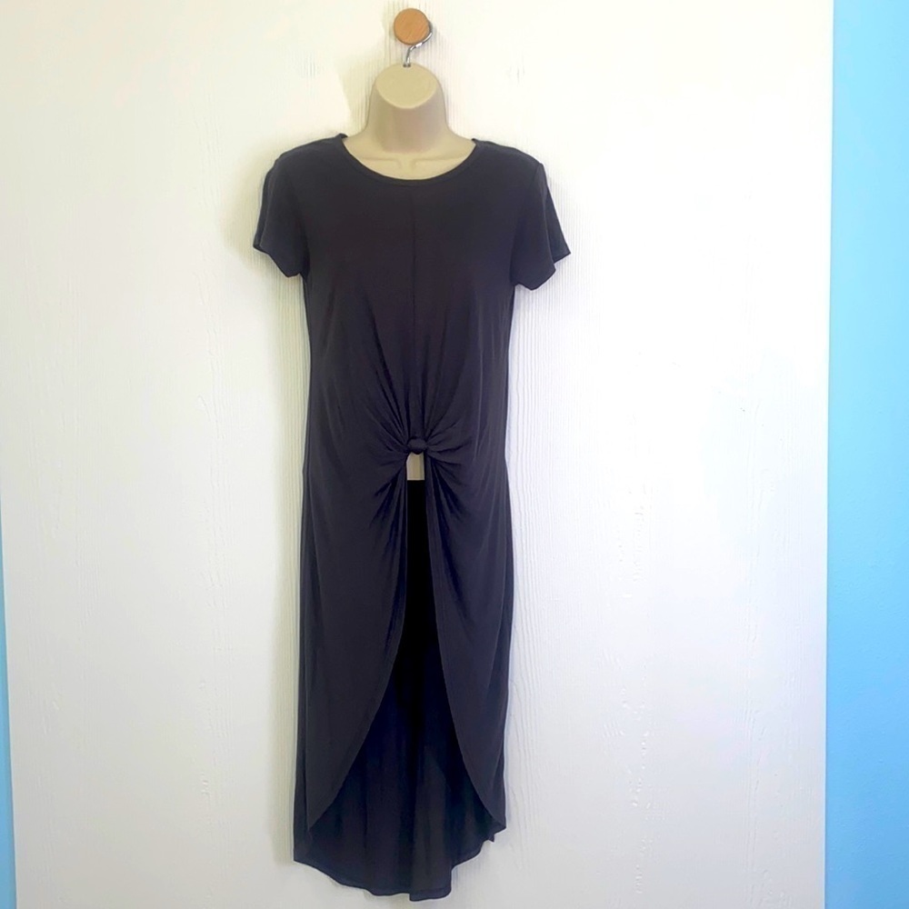 Zara - NWT Knotted High And Low Short Sleeve Dark Gray Shirt Size Small